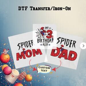 FAST! PRINTS Spider Birthday DTF Transfers, Family Shirts Iron-On, Birthday Boy